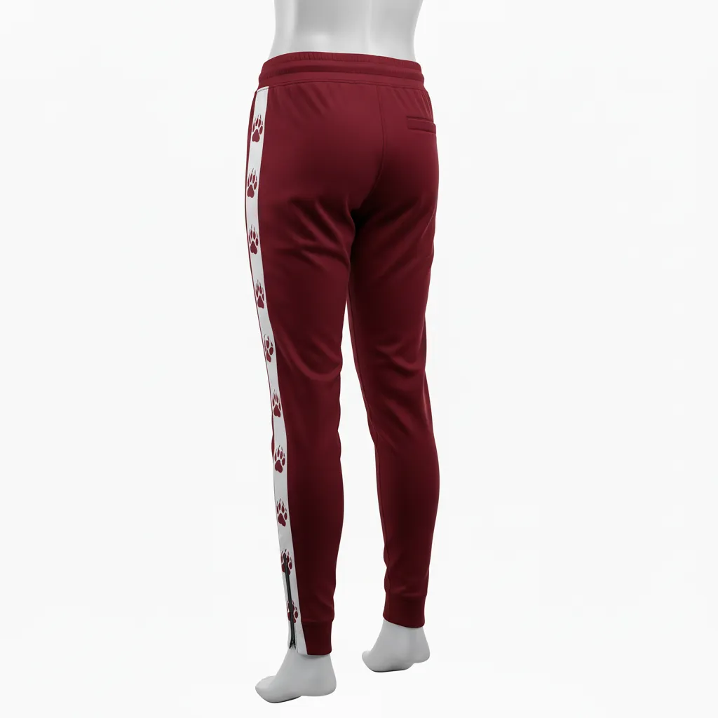 Custom Lacrosse Jogger Pant - Burgundy, Silver - Bear Clan Strength - Back View - Kinexa Sportswear