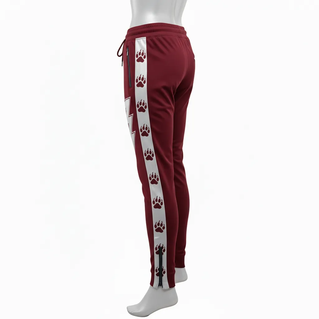 Custom Lacrosse Jogger Pant - Burgundy, Silver - Bear Clan Strength - Front View - Kinexa Sportswear