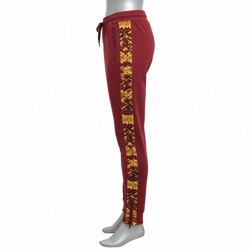 Custom Lacrosse Jogger Pant - Burgundy, Gold - Vegas Tribal Clash - Side View - Kinexa Sportswear
