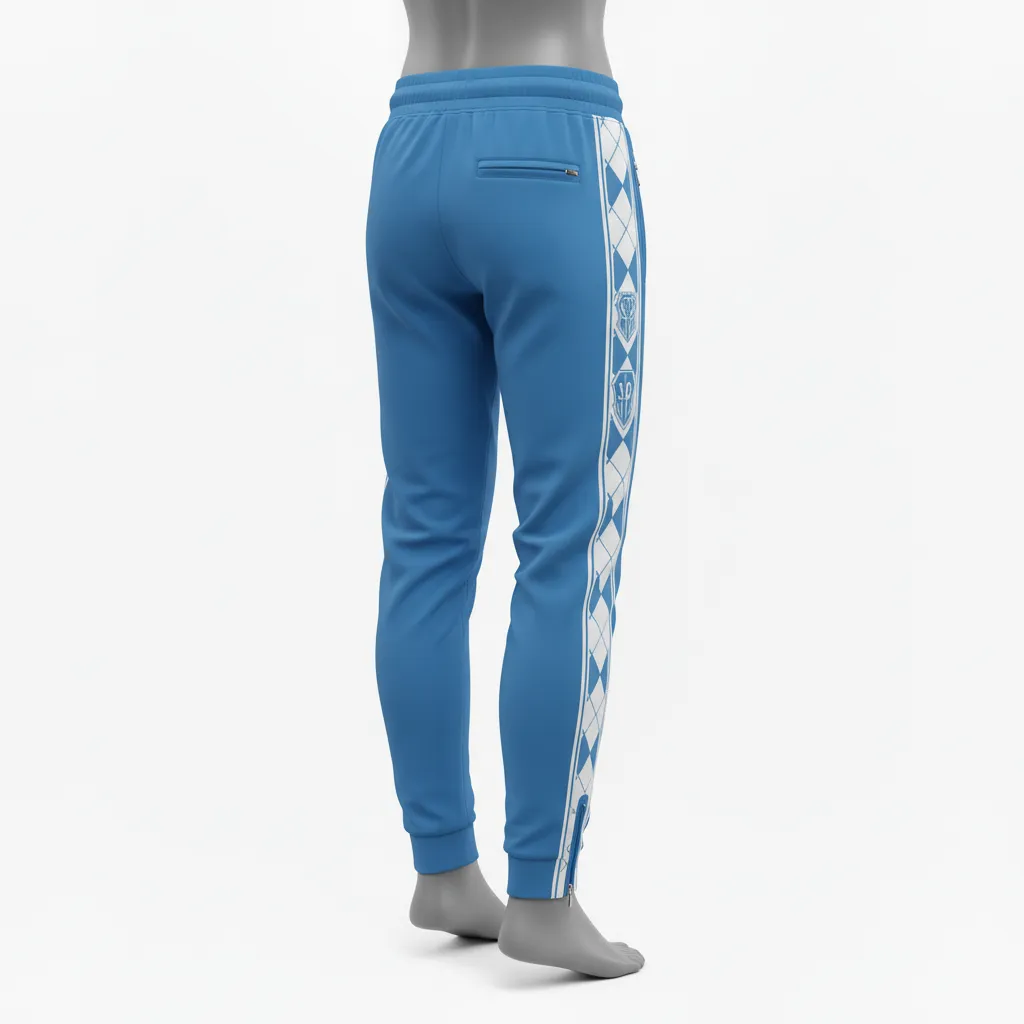 Custom Lacrosse Jogger Pant - Blue, White, Blue - Carolina Tar Heel - Back View - Kinexa Sportswear