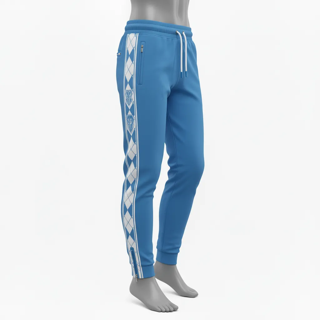 Custom Lacrosse Jogger Pant - Blue, White, Blue - Carolina Tar Heel - Side View - Kinexa Sportswear