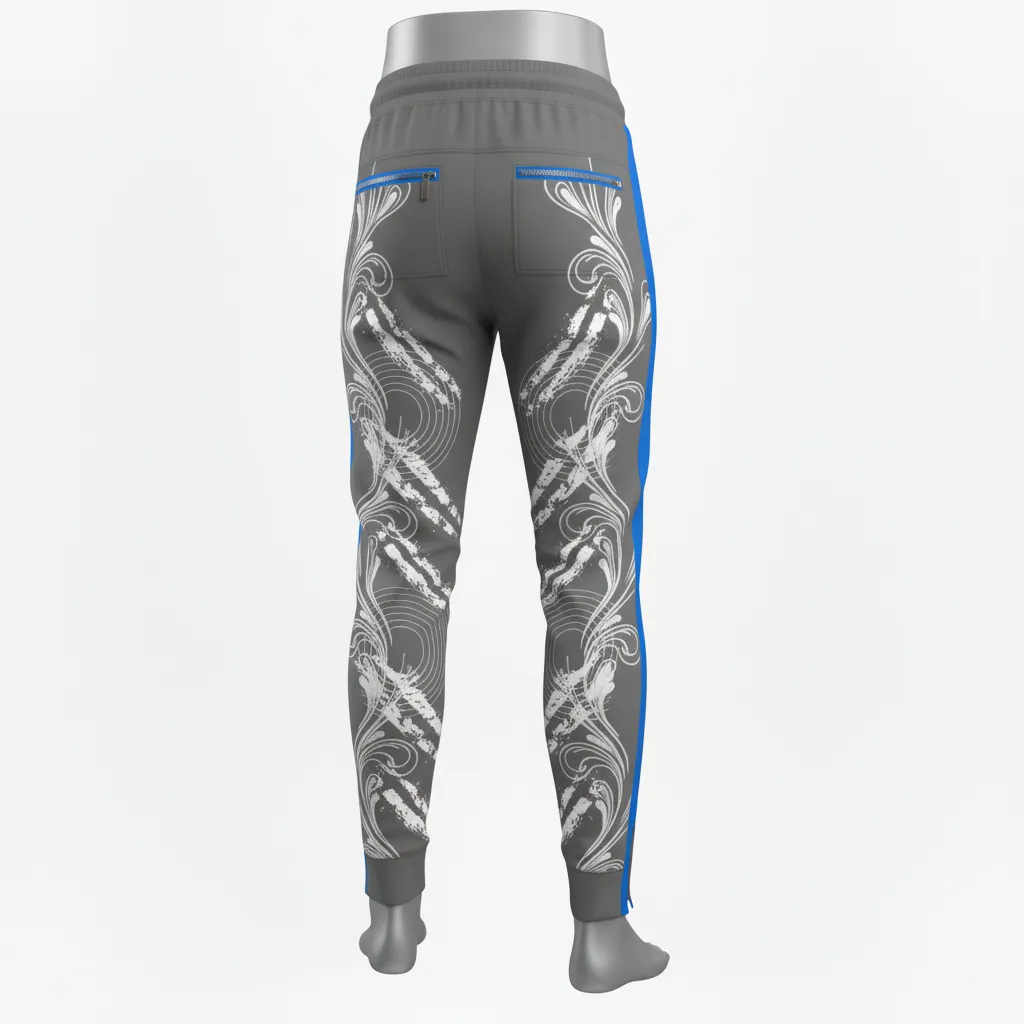 Custom Lacrosse Jogger Pant - Blue - Charcoal Electric Cleat Marks Trail - Front View - Kinexa Sportswear
