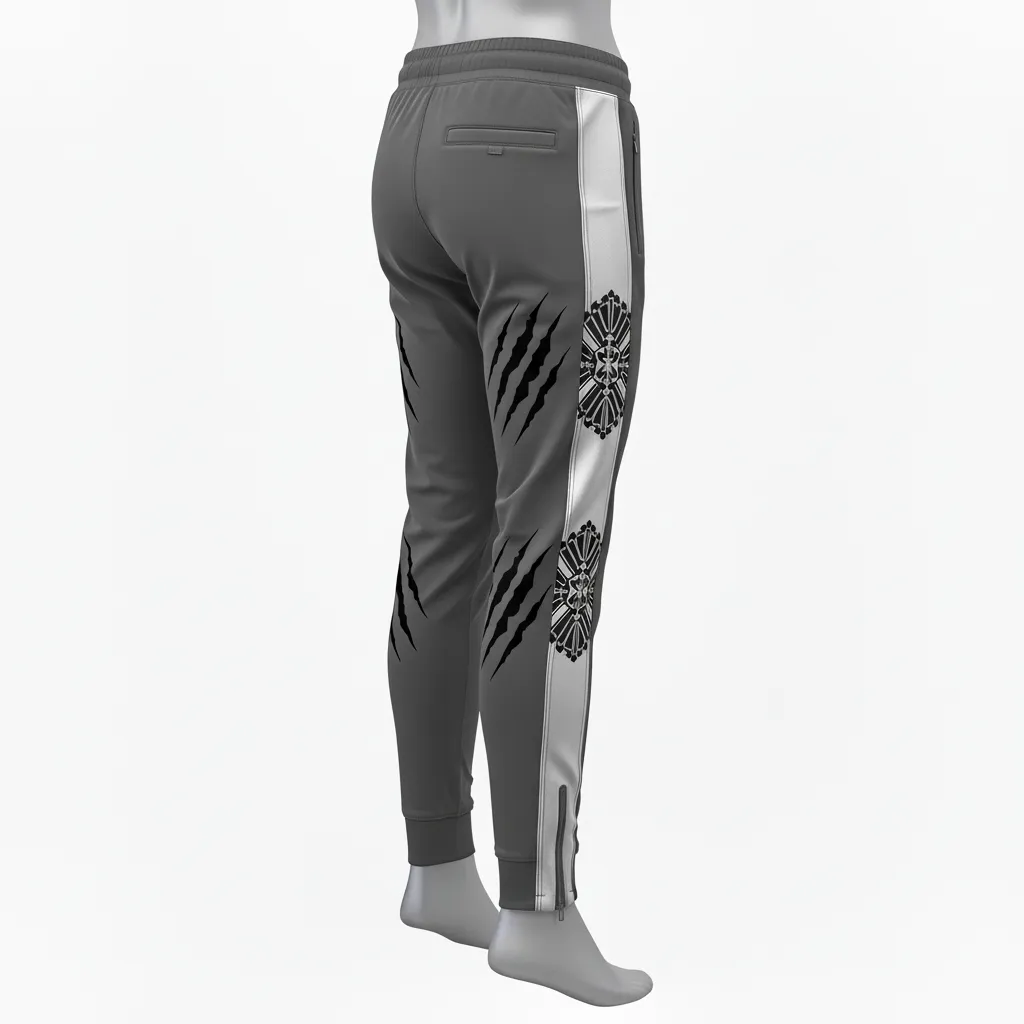 Custom Lacrosse Jogger Pant - Grey, Silver - Charcoal Wolf Pack Hunt - Back View - Kinexa Sportswear