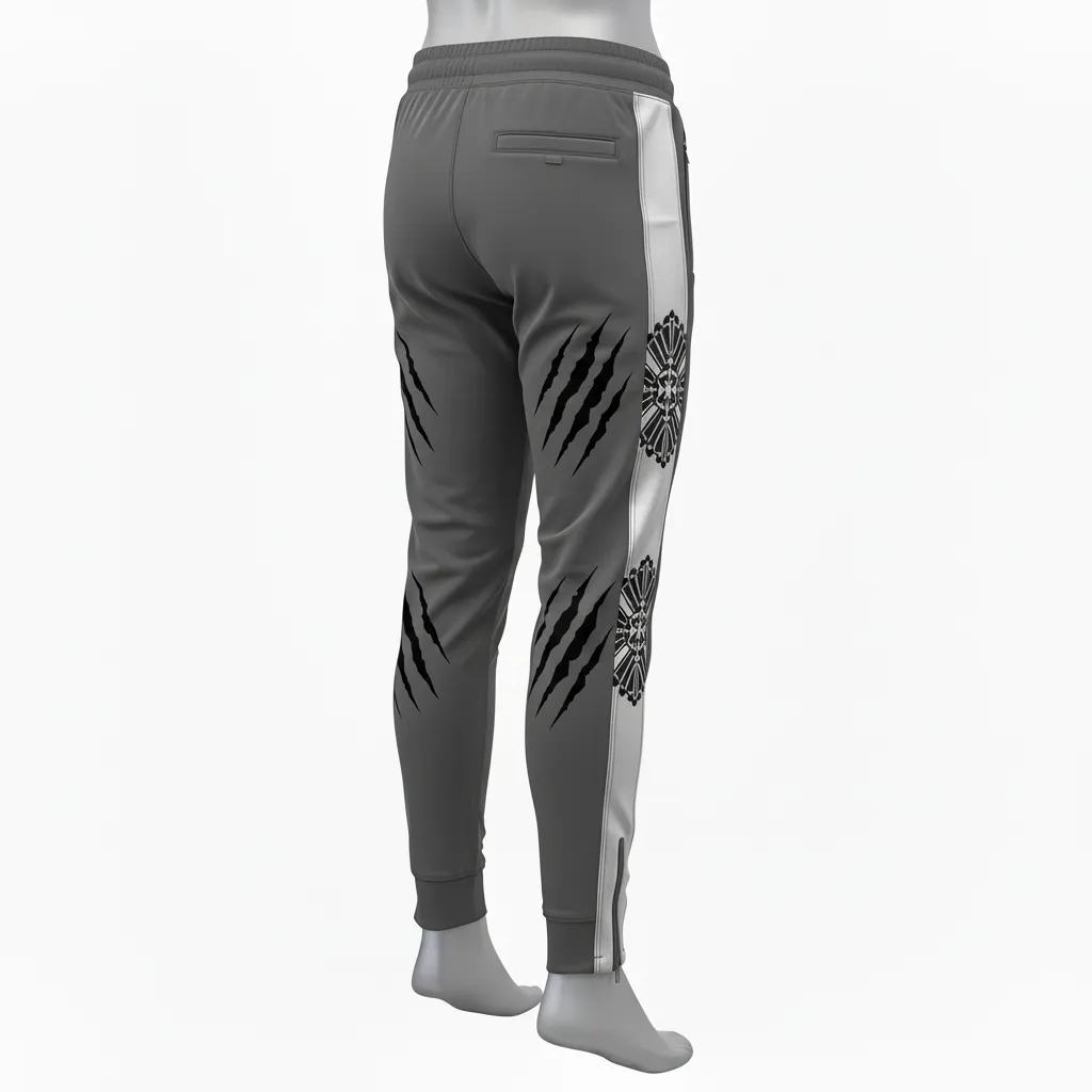 Custom Lacrosse Jogger Pant - Grey, Silver - Charcoal Wolf Pack Hunt - Front View - Kinexa Sportswear