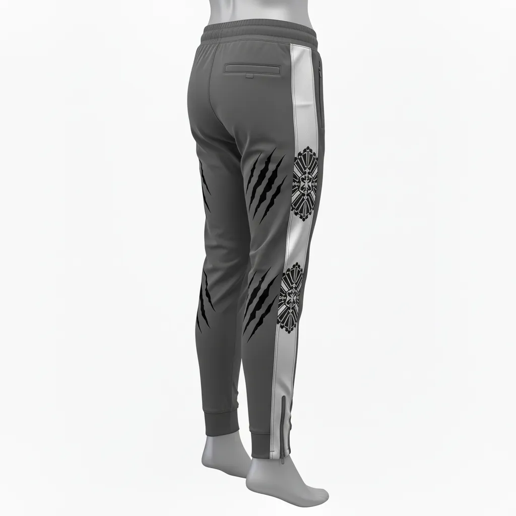 Custom Lacrosse Jogger Pant - Grey, Silver - Charcoal Wolf Pack Hunt - Side View - Kinexa Sportswear