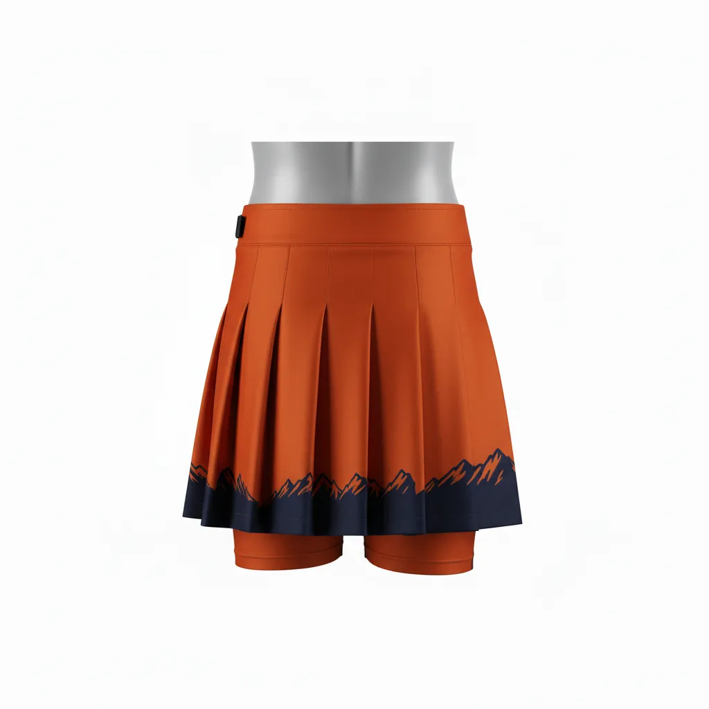Custom Lacrosse Kilt Skirt - Burnt, Orange, Navy - Womens Upstate Mountain - Back View - Kinexa Sportswear