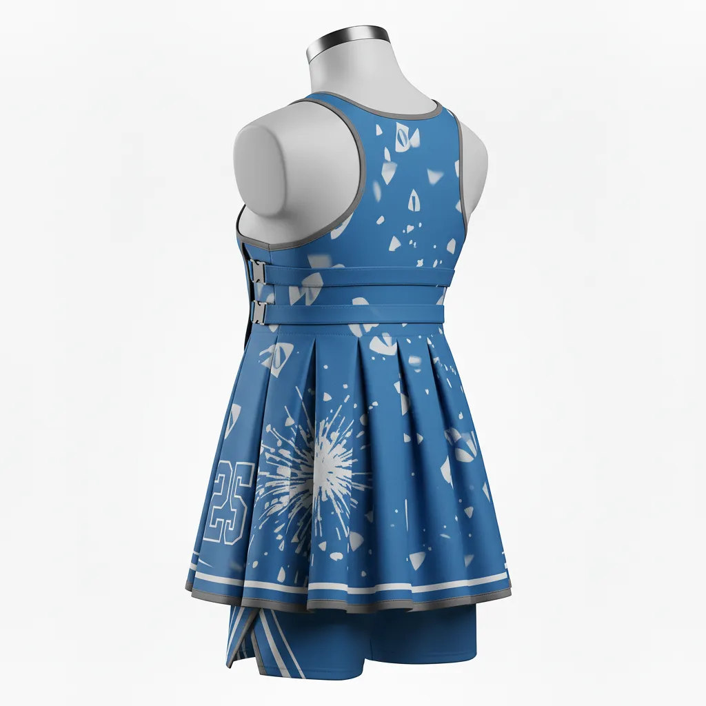 Custom Lacrosse Kilt Skirt - Blue, White, Blue - Womens Carolina Tar Heel - Back View - Kinexa Sportswear