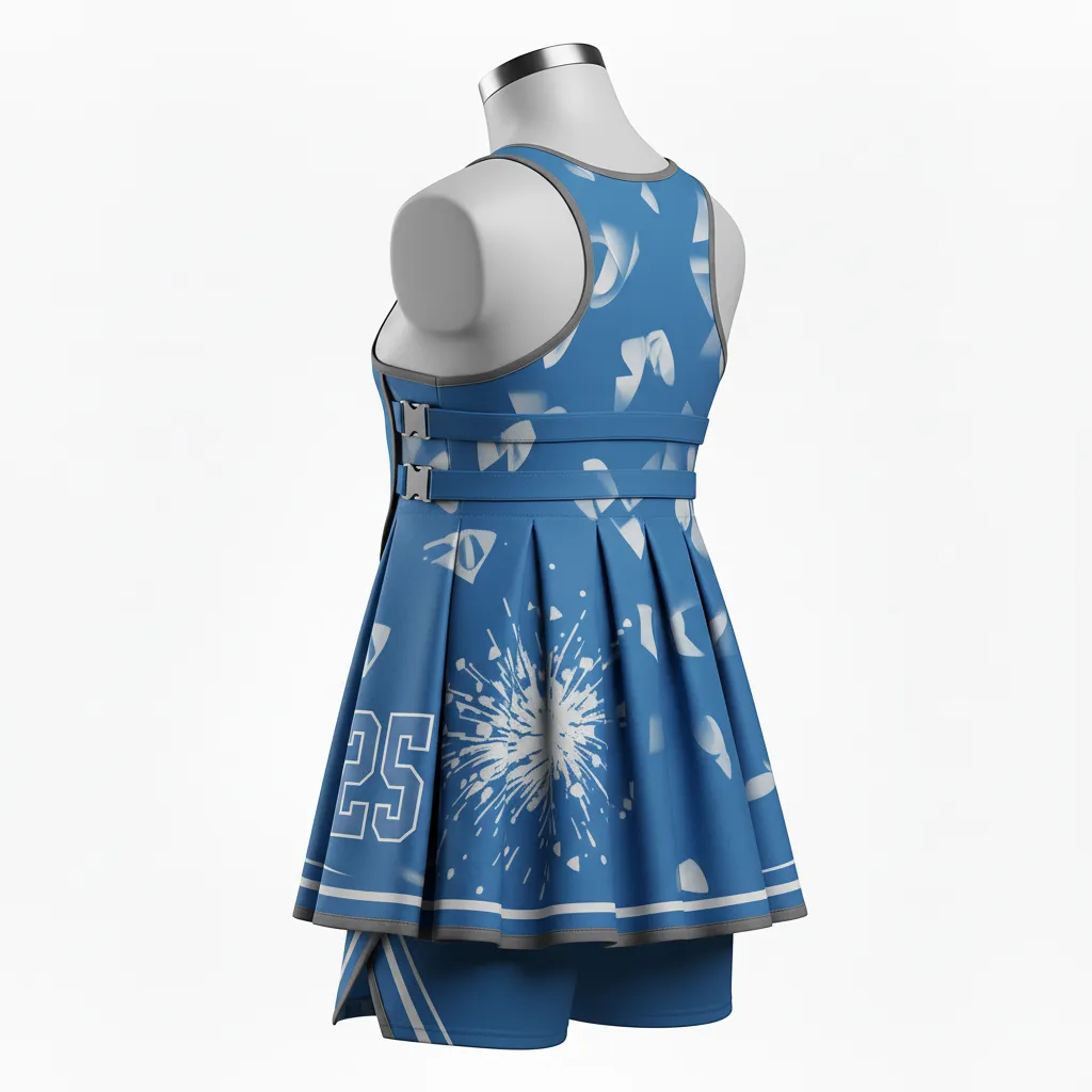 Custom Lacrosse Kilt Skirt - Blue, White, Blue - Womens Carolina Tar Heel - Front View - Kinexa Sportswear