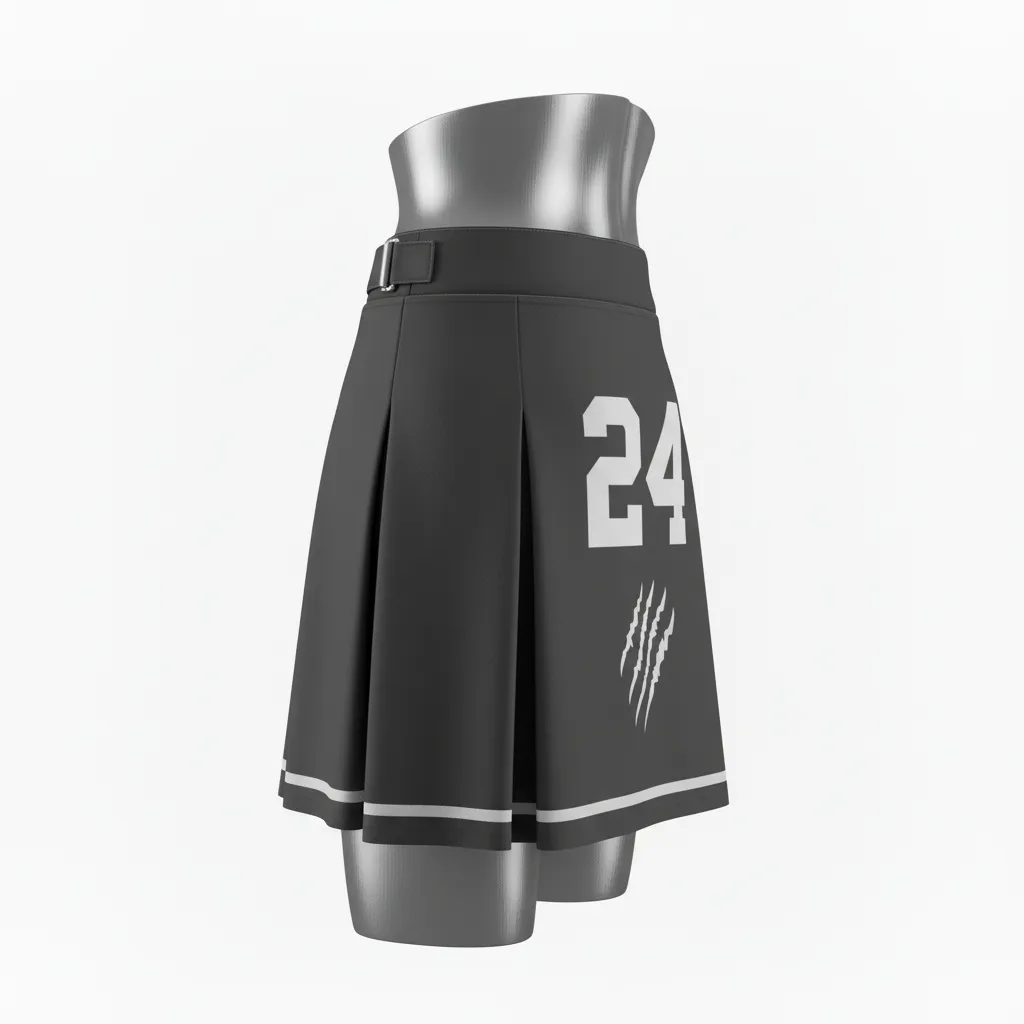 Custom Lacrosse Kilt Skirt - Grey, Silver - Womens Charcoal Wolf Pack Hunt - Back View - Kinexa Sportswear