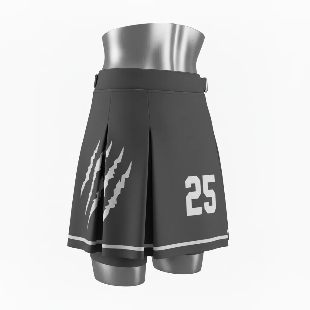 Custom Lacrosse Kilt Skirt - Grey, Silver - Womens Charcoal Wolf Pack Hunt - Front View - Kinexa Sportswear