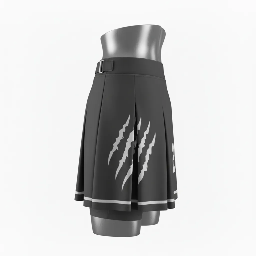 Custom Lacrosse Kilt Skirt - Grey, Silver - Womens Charcoal Wolf Pack Hunt - Side View - Kinexa Sportswear