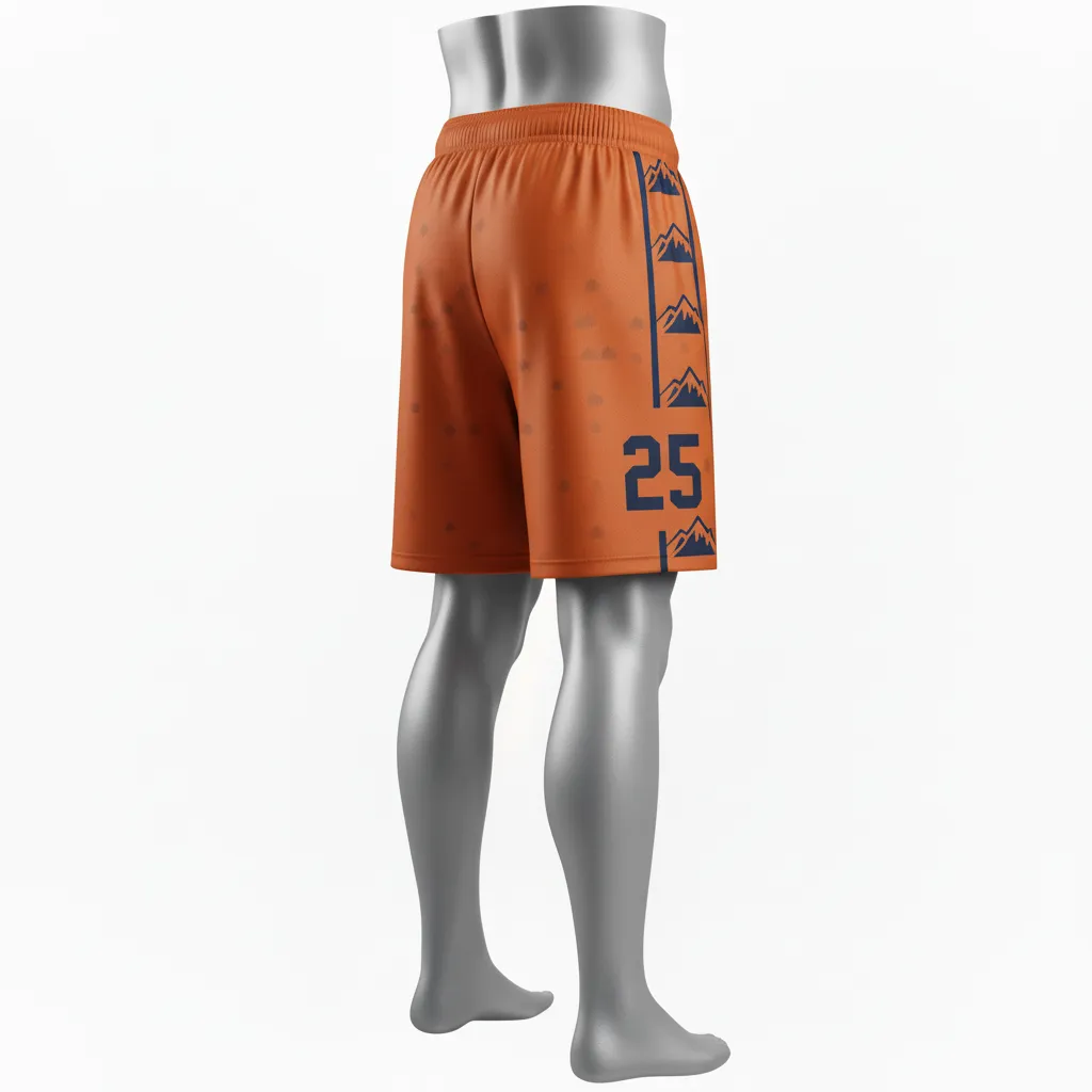 Custom Lacrosse Lacrosse Shorts - Burnt, Orange, Navy - 7 Inch Upstate Mountain - Back View - Kinexa Sportswear