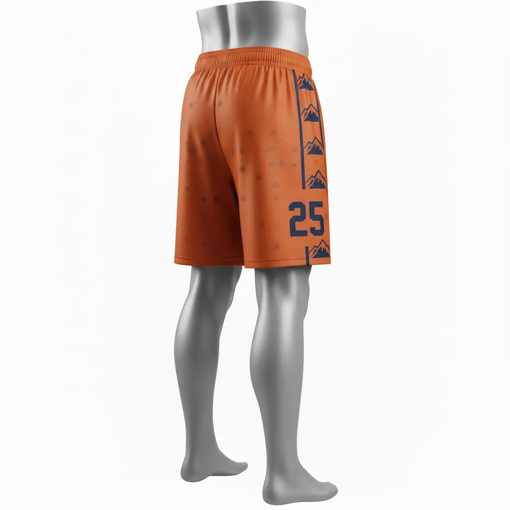Custom Lacrosse Lacrosse Shorts - Burnt, Orange, Navy - 7 Inch Upstate Mountain - Front View - Kinexa Sportswear