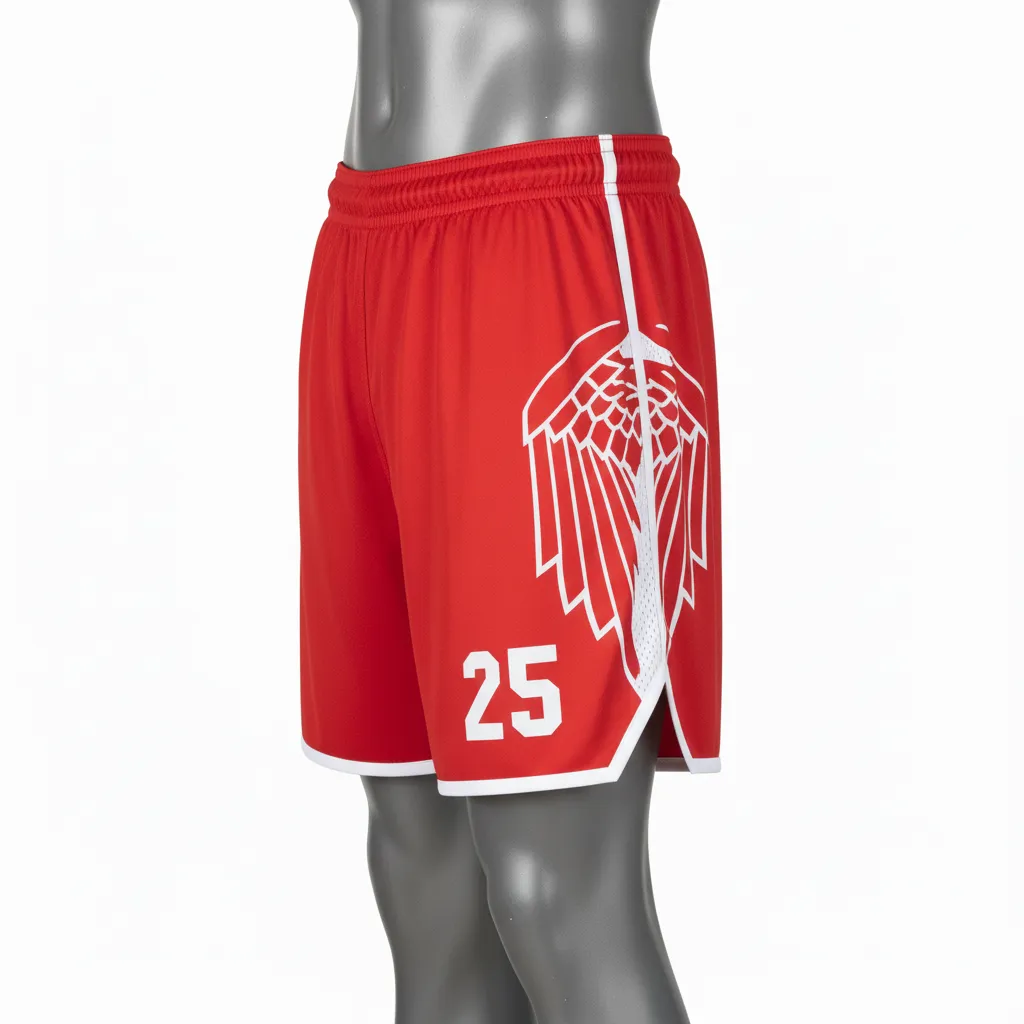 Custom Lacrosse Lacrosse Shorts - Red, White - 7 Inch Cardinal Thunderbird Spirit - Back View - Kinexa Sportswear
