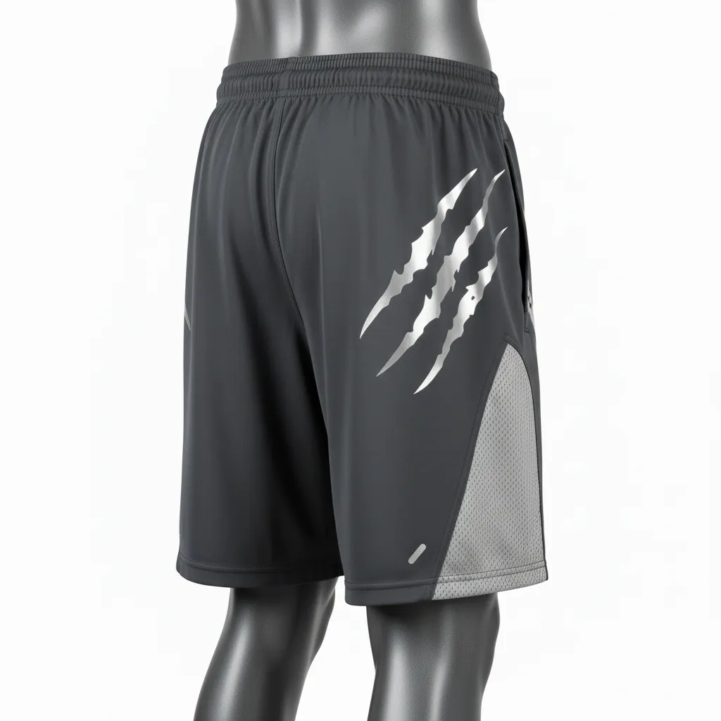 Custom Lacrosse Lacrosse Shorts - Grey, Silver - 7 Inch Charcoal Wolf Pack Hunt - Back View - Kinexa Sportswear