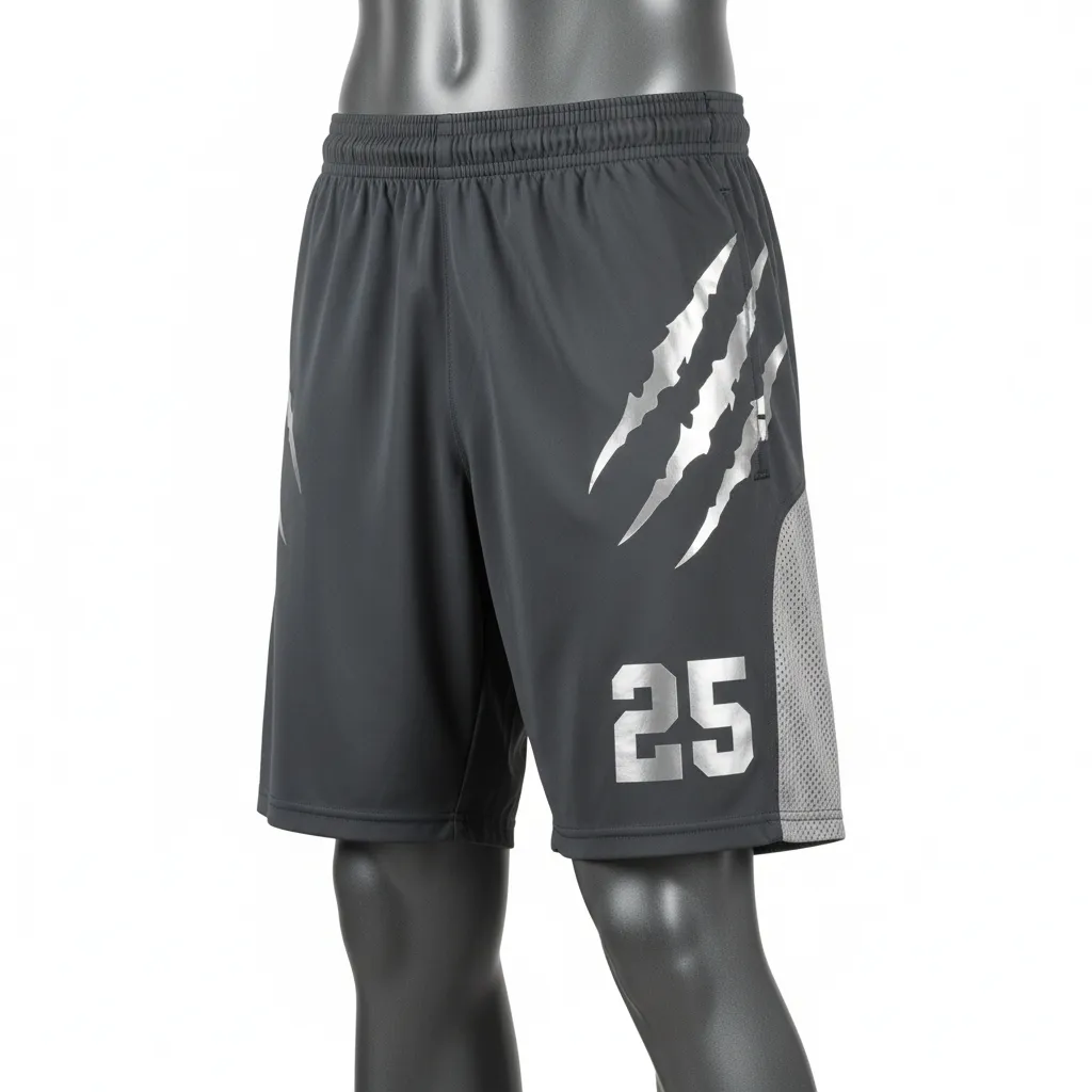 Custom Lacrosse Lacrosse Shorts - Grey, Silver - 7 Inch Charcoal Wolf Pack Hunt - Front View - Kinexa Sportswear