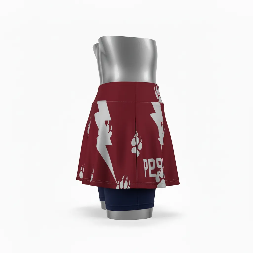 Custom Lacrosse Lacrosse Skort - Burgundy, Silver - Womens Bear Clan Strength - Side View - Kinexa Sportswear