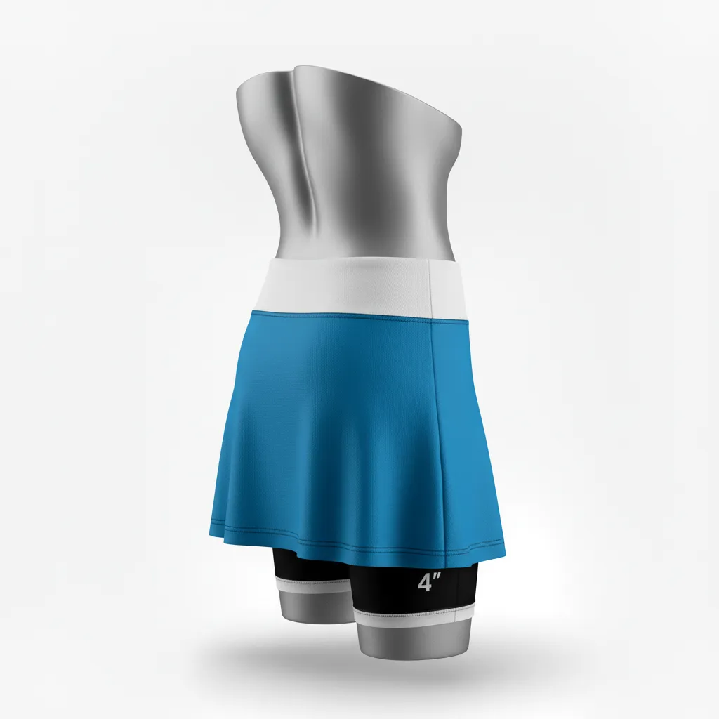 Custom Lacrosse Lacrosse Skort - Blue, White, Blue - Womens Carolina Tar Heel - Back View - Kinexa Sportswear