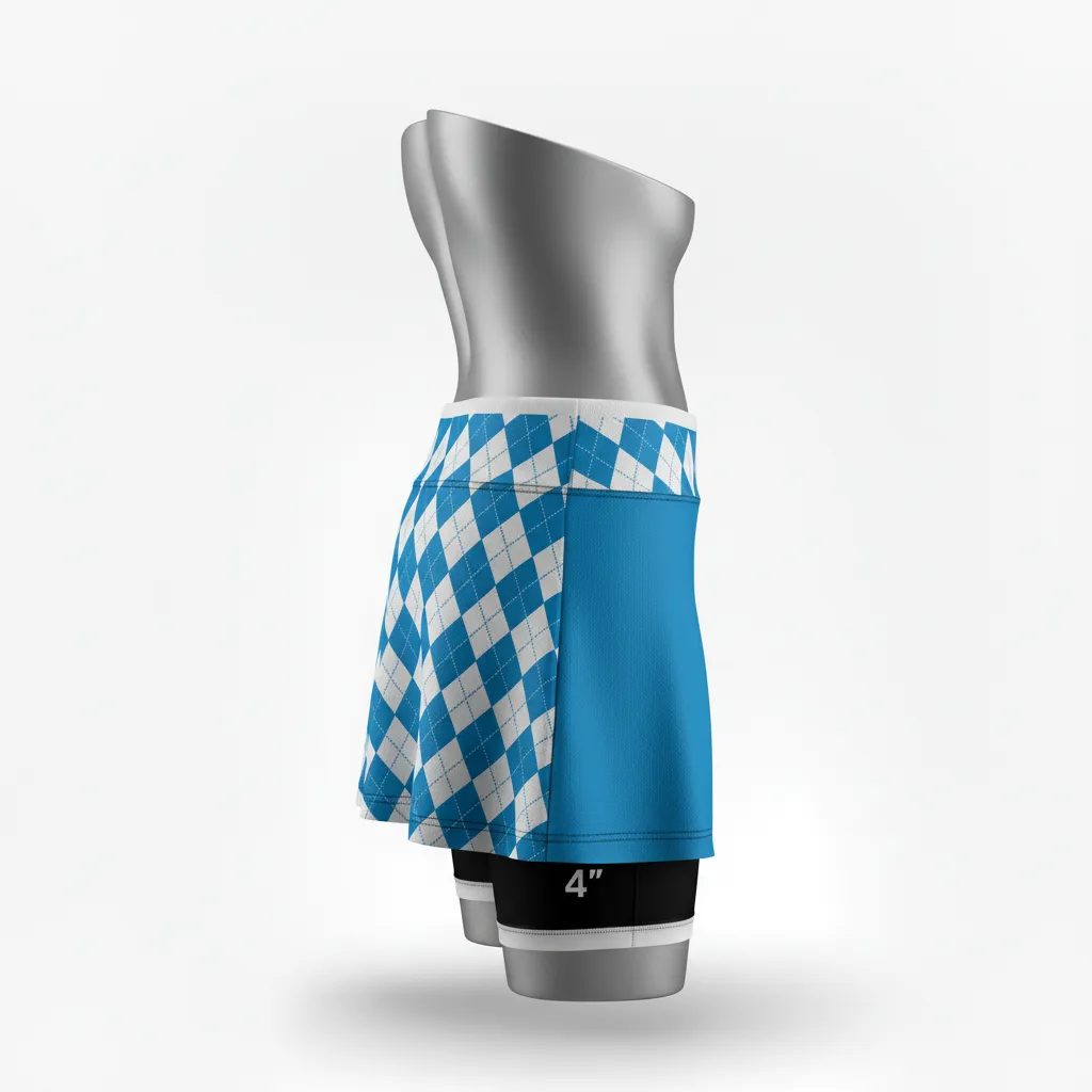 Custom Lacrosse Lacrosse Skort - Blue, White, Blue - Womens Carolina Tar Heel - Side View - Kinexa Sportswear
