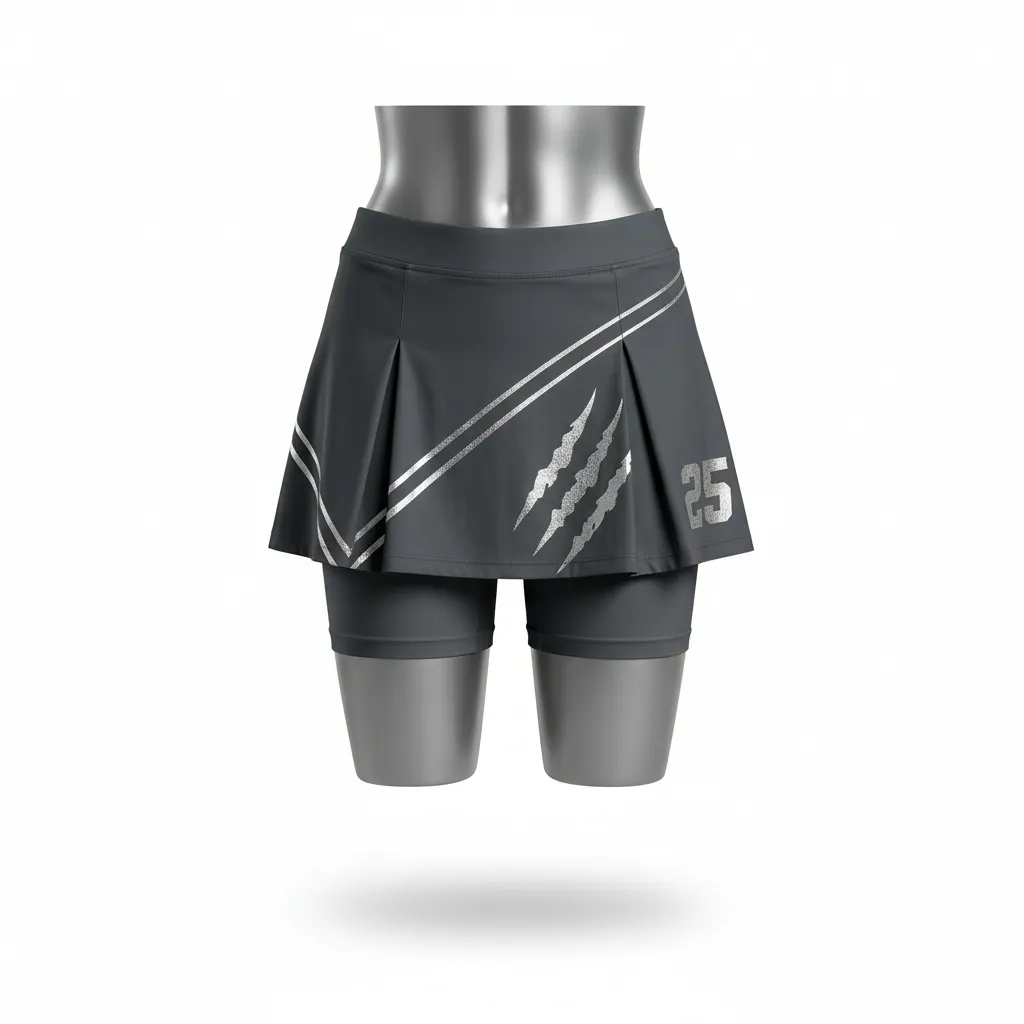 Custom Lacrosse Lacrosse Skort - Grey, Silver - Womens Charcoal Wolf Pack Hunt - Front View - Kinexa Sportswear