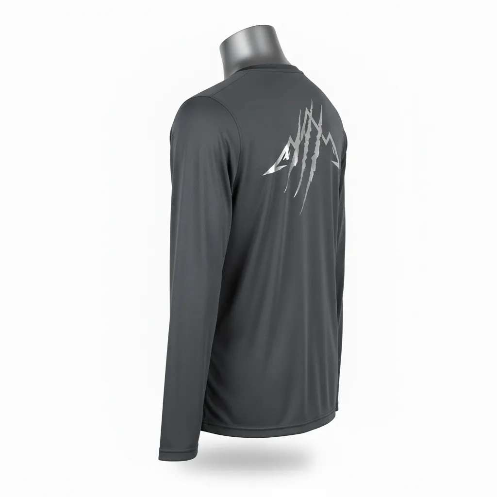Custom Lacrosse Long Sleeve T Shirt - Grey, Silver - Charcoal Wolf Pack Hunt - Back View - Kinexa Sportswear