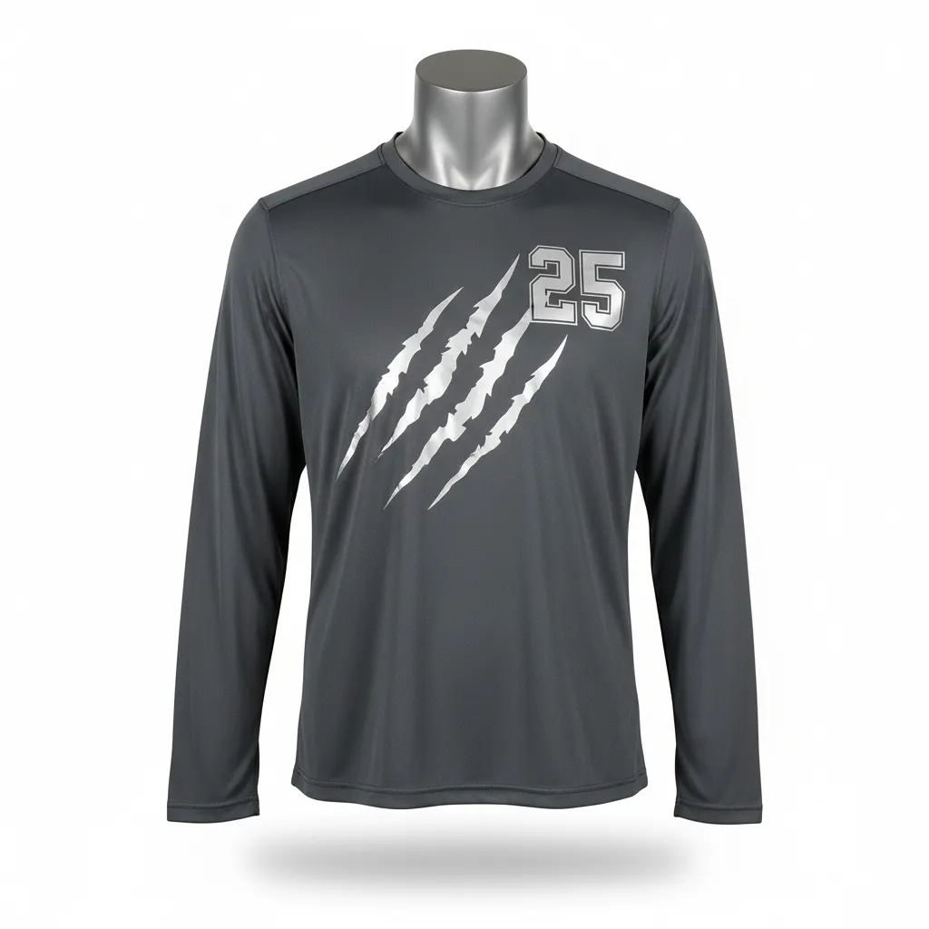 Custom Lacrosse Long Sleeve T Shirt - Grey, Silver - Charcoal Wolf Pack Hunt - Front View - Kinexa Sportswear