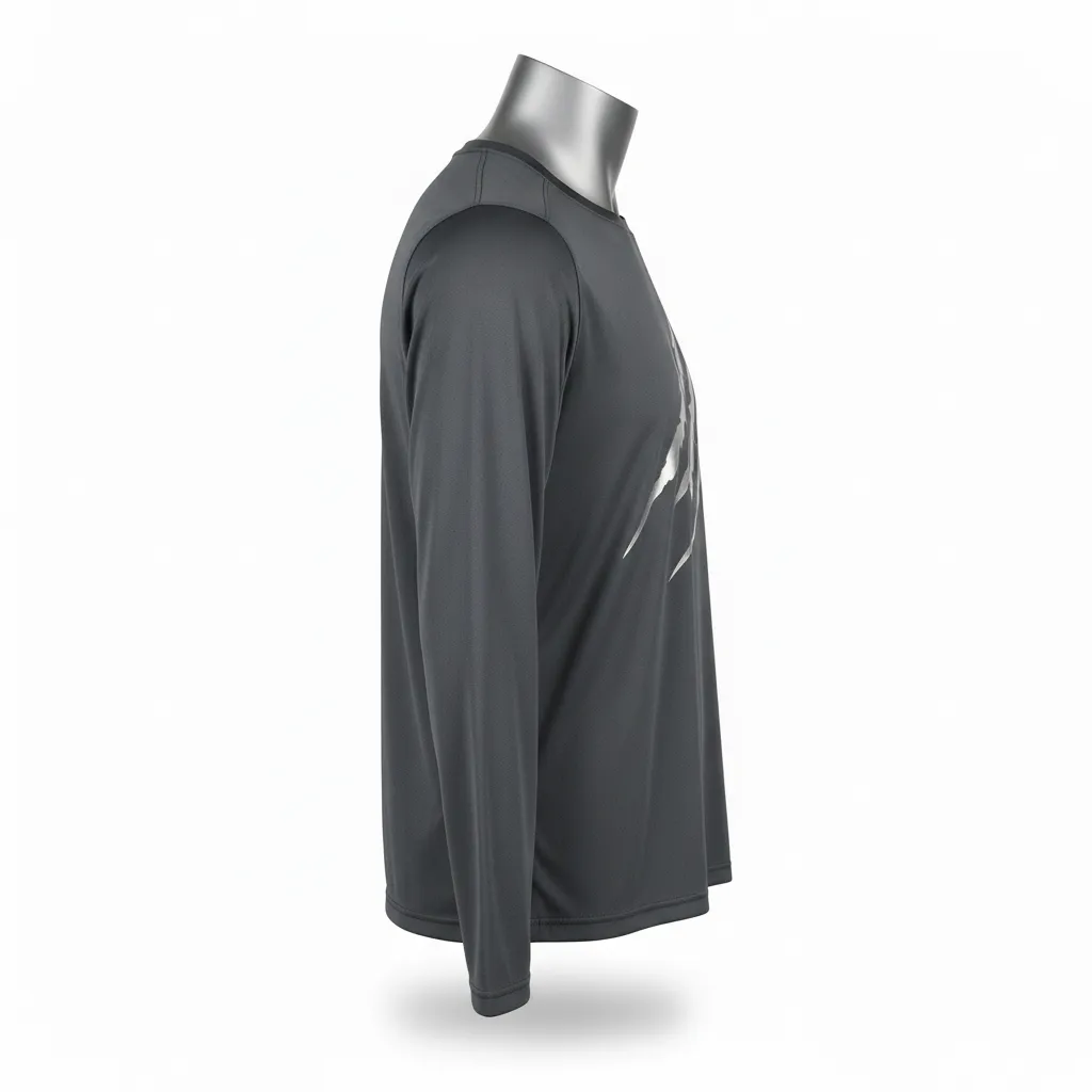 Custom Lacrosse Long Sleeve T Shirt - Grey, Silver - Charcoal Wolf Pack Hunt - Side View - Kinexa Sportswear