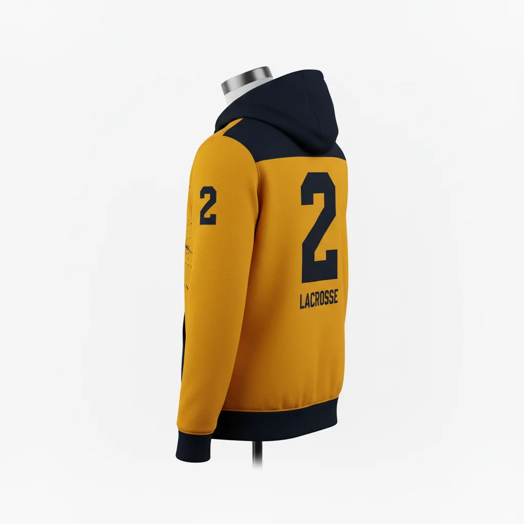 Custom Lacrosse Pullover Hoodie - Gold, Black - Athletic Goal Dust Explosion - Back View - Kinexa Sportswear