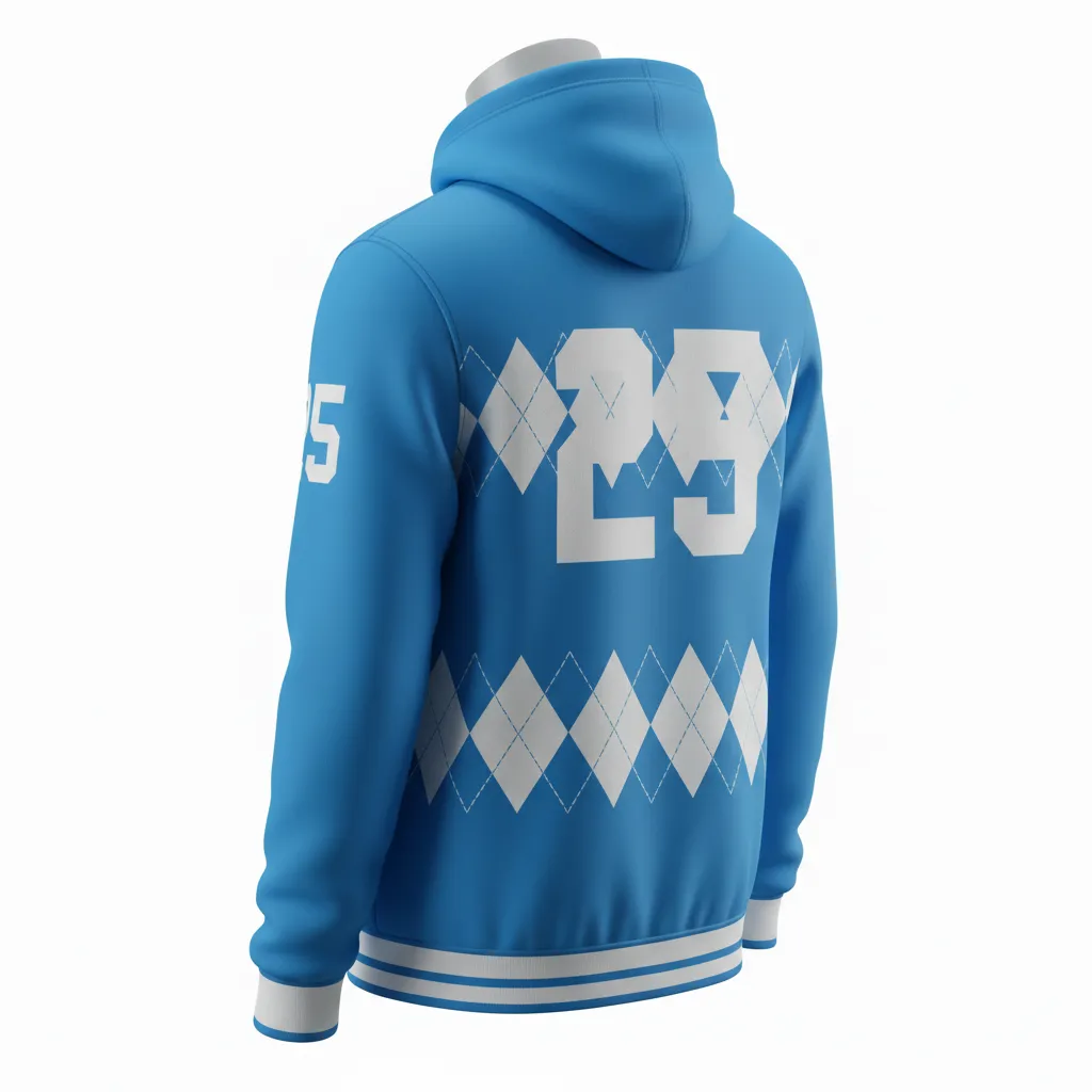 Custom Lacrosse Pullover Hoodie - Blue, White, Blue - Carolina Tar Heel - Back View - Kinexa Sportswear