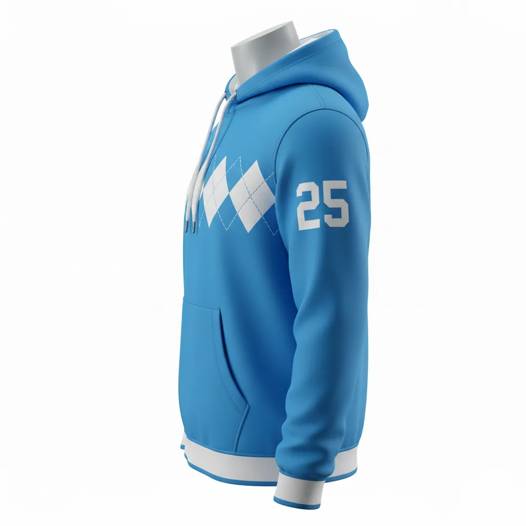 Custom Lacrosse Pullover Hoodie - Blue, White, Blue - Carolina Tar Heel - Side View - Kinexa Sportswear