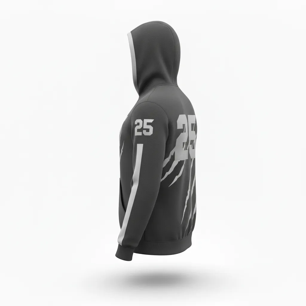 Custom Lacrosse Pullover Hoodie - Grey, Silver - Charcoal Wolf Pack Hunt - Back View - Kinexa Sportswear