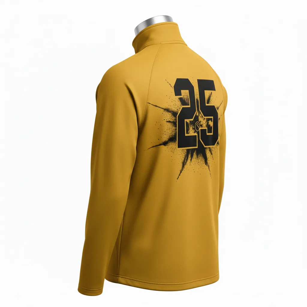 Custom Lacrosse Quarter Zipper Pullover - Gold, Black - Athletic Goal Dust Explosion - Back View - Kinexa Sportswear