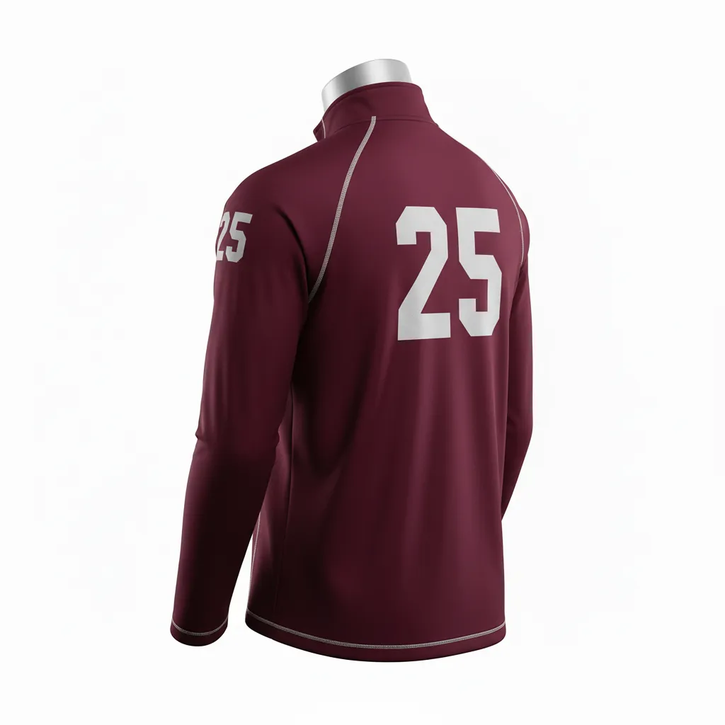 Custom Lacrosse Quarter Zipper Pullover - Burgundy, Silver - Bear Clan Strength - Back View - Kinexa Sportswear