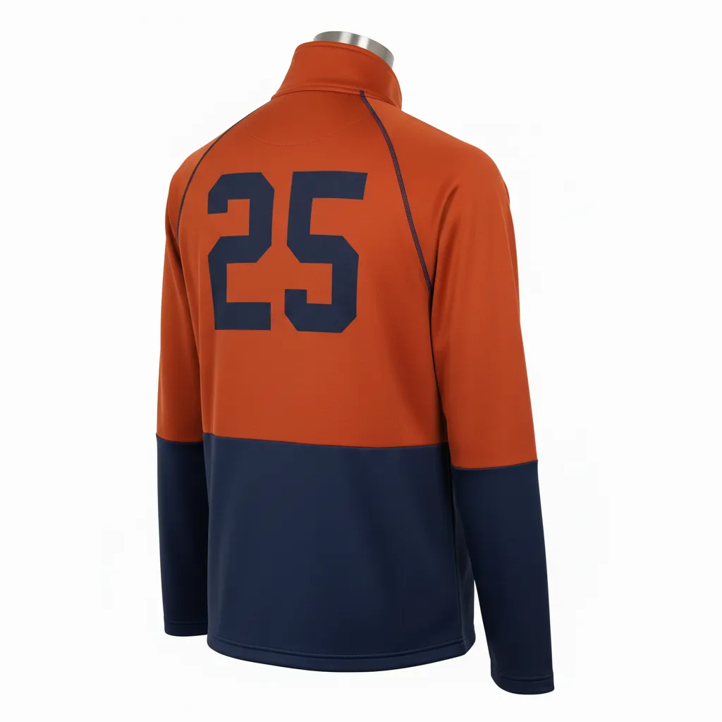 Custom Lacrosse Quarter Zipper Pullover - Burnt, Orange, Navy - Upstate Mountain - Back View - Kinexa Sportswear