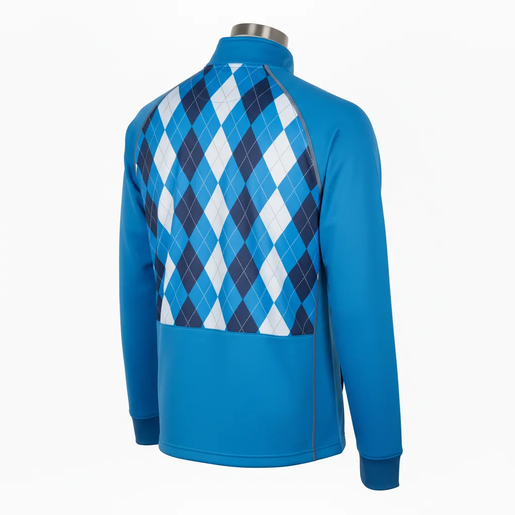 Custom Lacrosse Quarter Zipper Pullover - Blue, White, Blue - Carolina Tar Heel - Back View - Kinexa Sportswear