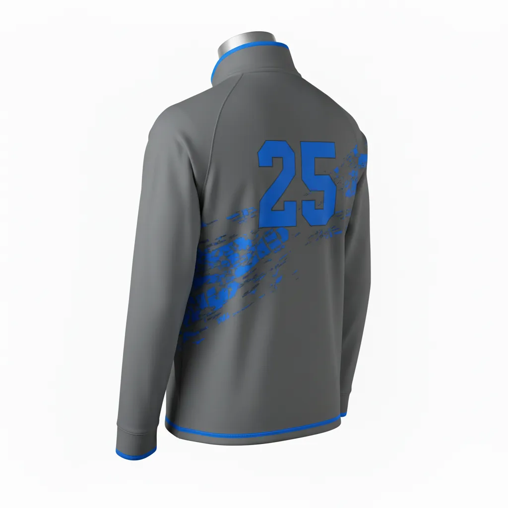 Custom Lacrosse Quarter Zipper Pullover - Blue - Charcoal Electric Cleat Marks Trail - Front View - Kinexa Sportswear