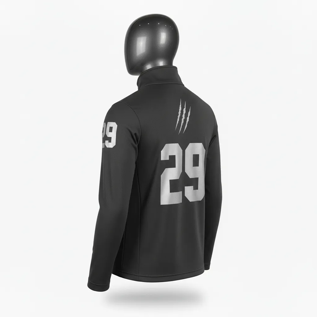 Custom Lacrosse Quarter Zipper Pullover - Grey, Silver - Charcoal Wolf Pack Hunt - Back View - Kinexa Sportswear