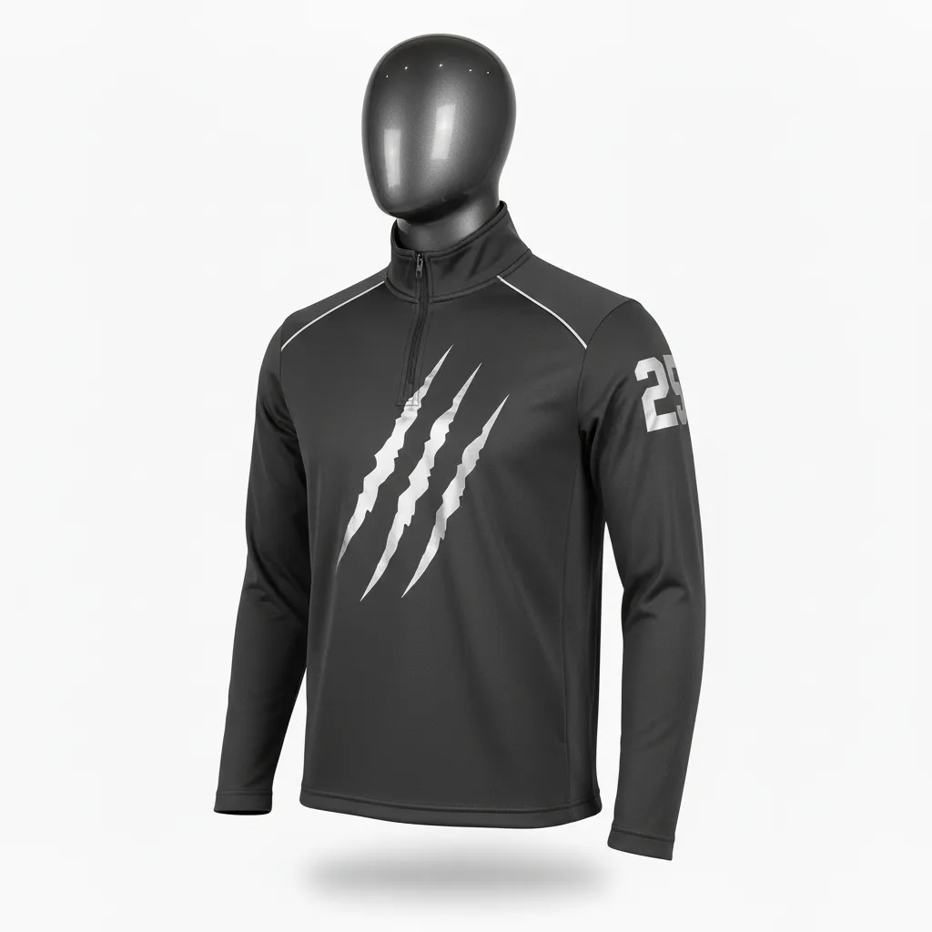 Custom Lacrosse Quarter Zipper Pullover - Grey, Silver - Charcoal Wolf Pack Hunt - Front View - Kinexa Sportswear