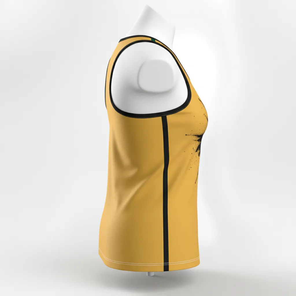 Custom Lacrosse Racerback Lacrosse Tank - Gold, Black - Women S Athletic Goal Dust Explosion - Side View - Kinexa Sportswear