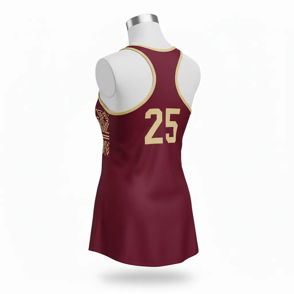 Custom Lacrosse Racerback Lacrosse Tank - Burgundy, Gold - Women S Vegas Tribal Clash - Back View - Kinexa Sportswear