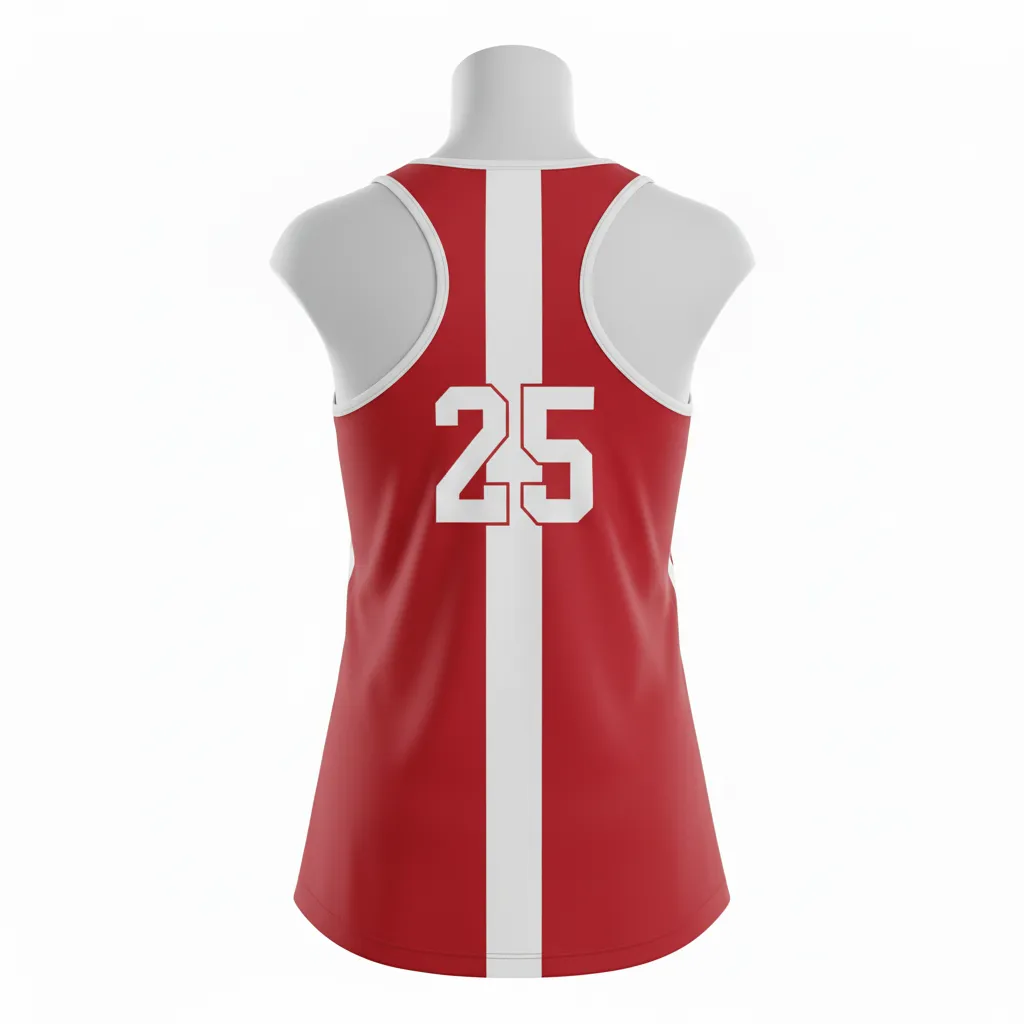 Custom Lacrosse Racerback Lacrosse Tank - Red, White - Women S Cardinal Thunderbird Spirit - Back View - Kinexa Sportswear