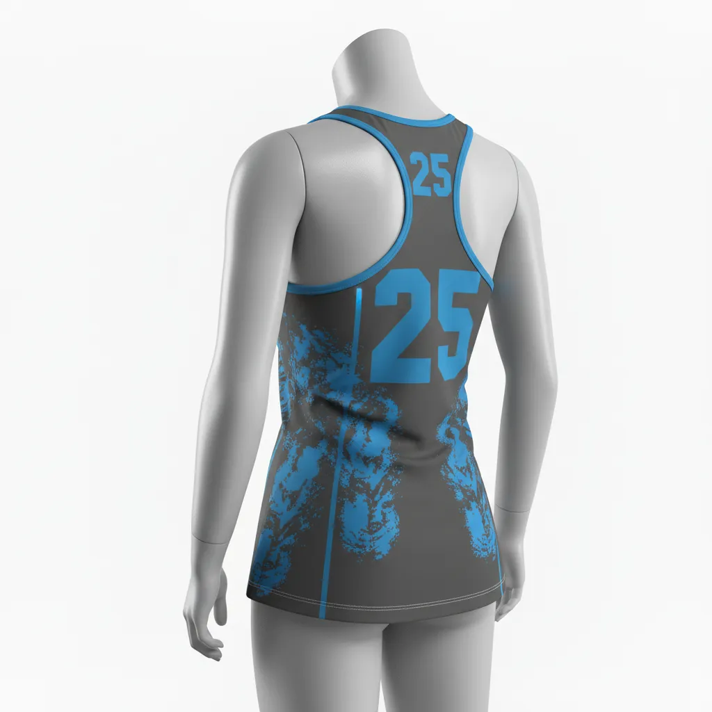Custom Lacrosse Racerback Lacrosse Tank - Blue - Women S Charcoal Electric Cleat Marks Trail - Front View - Kinexa Sportswear
