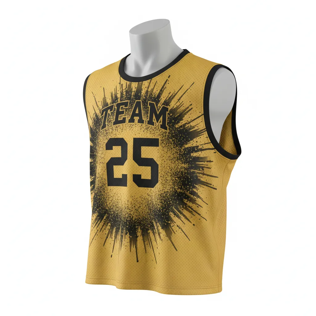 Custom Lacrosse Reversible Lacrosse Pinnie - Gold, Black - Athletic Goal Dust Explosion - Front View - Kinexa Sportswear