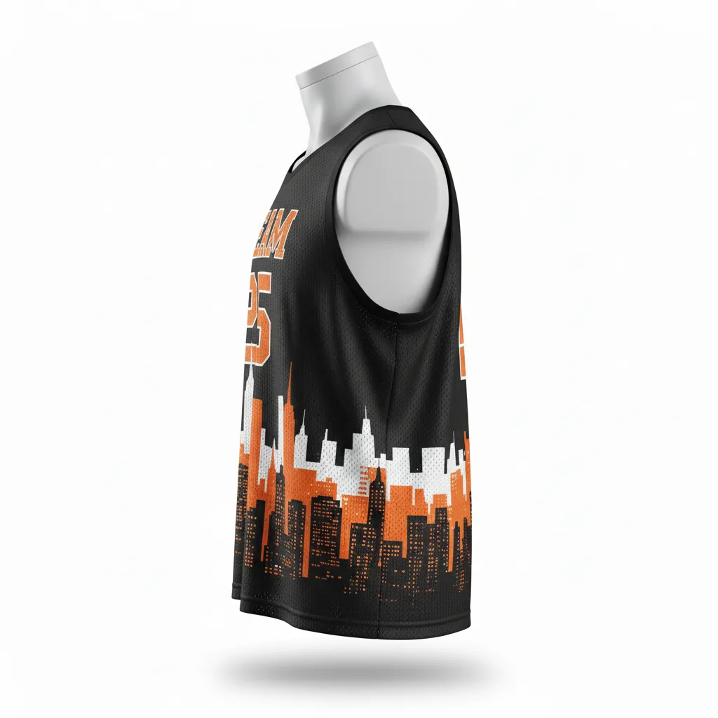 Custom Lacrosse Reversible Lacrosse Pinnie - Black, Orange, White - Long Island Strong - Side View - Kinexa Sportswear