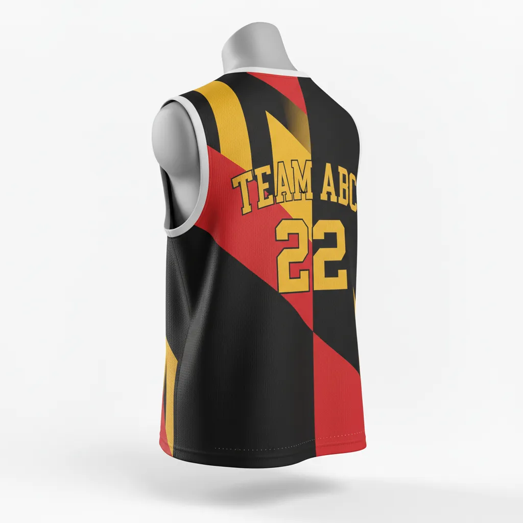 Custom Lacrosse Reversible Lacrosse Pinnie - Black, Red, Gold - Maryland Pride - Back View - Kinexa Sportswear