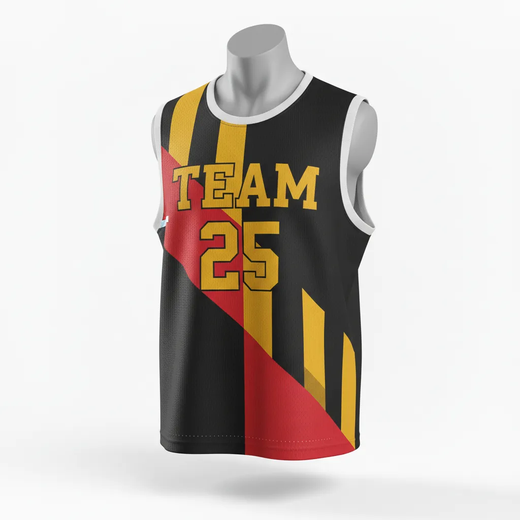 Custom Lacrosse Reversible Lacrosse Pinnie - Black, Red, Gold - Maryland Pride - Front View - Kinexa Sportswear