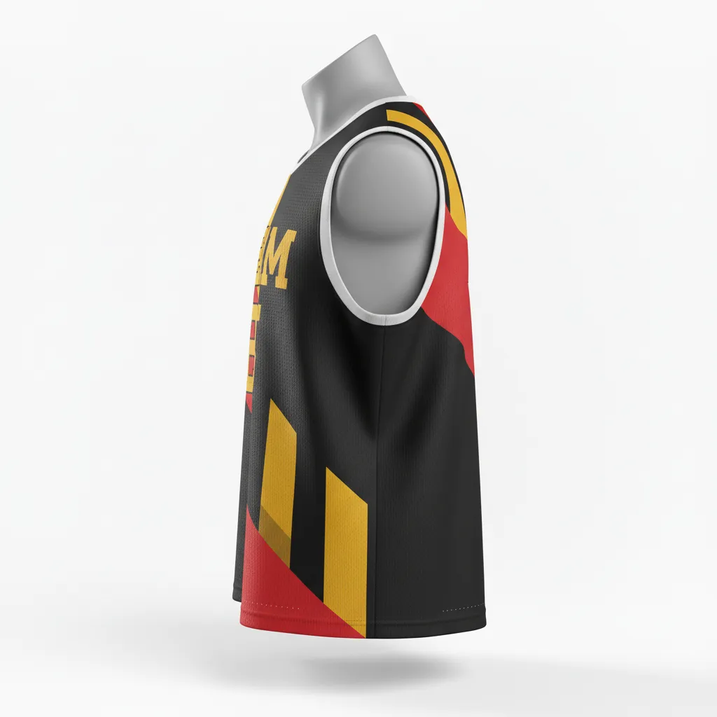 Custom Lacrosse Reversible Lacrosse Pinnie - Black, Red, Gold - Maryland Pride - Side View - Kinexa Sportswear