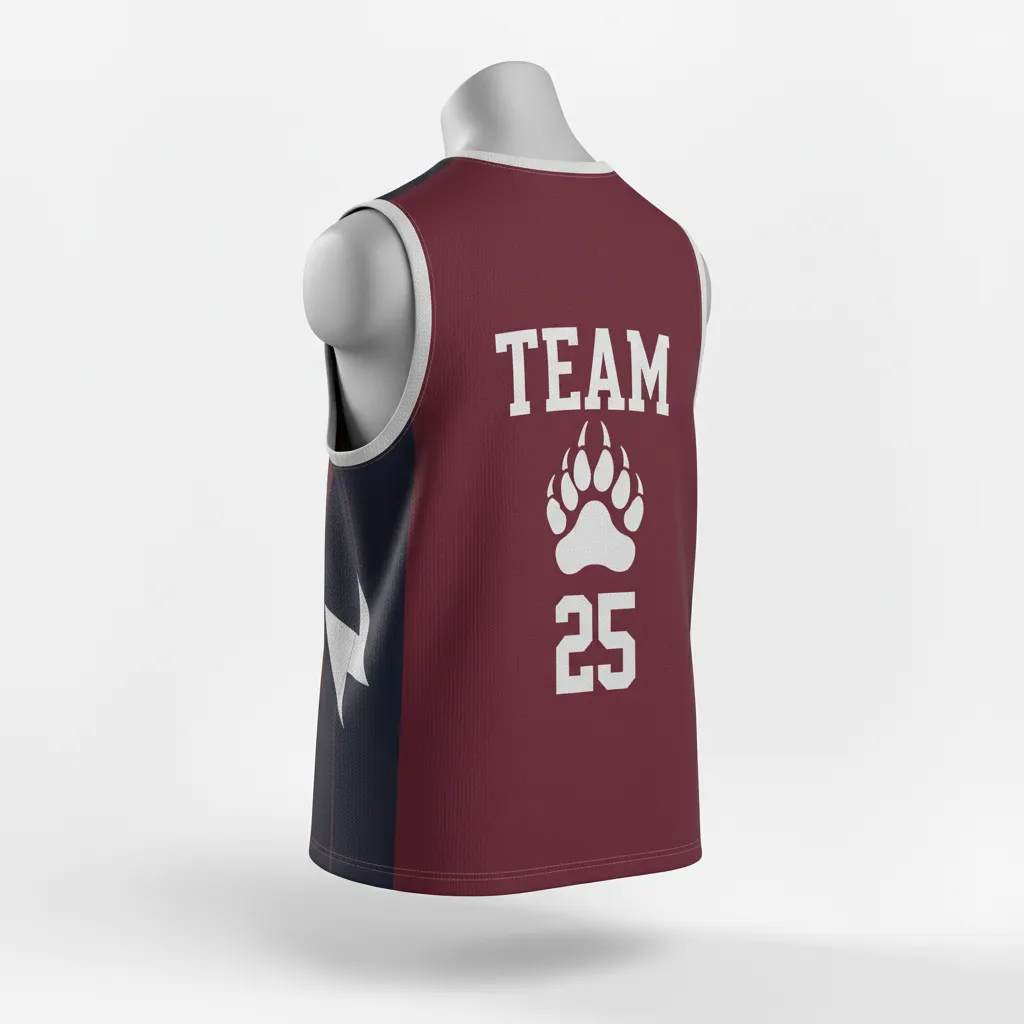 Custom Lacrosse Reversible Lacrosse Pinnie - Burgundy, Silver - Bear Clan Strength - Back View - Kinexa Sportswear