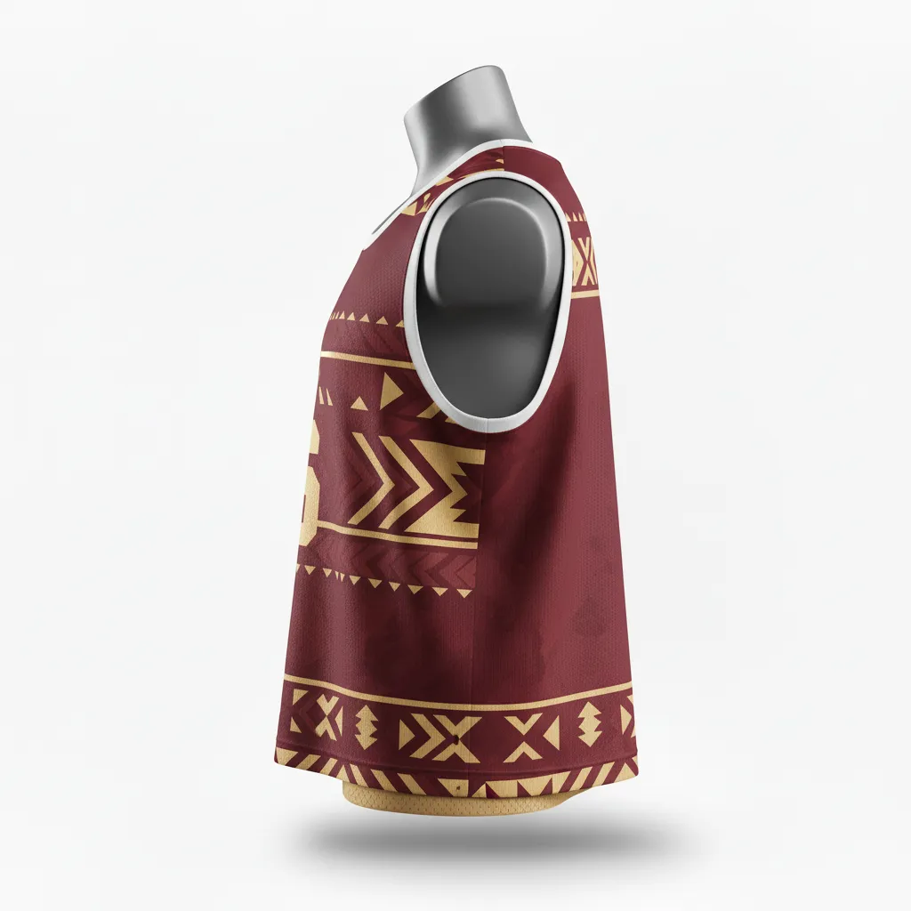 Custom Lacrosse Reversible Lacrosse Pinnie - Burgundy, Gold - Vegas Tribal Clash - Side View - Kinexa Sportswear