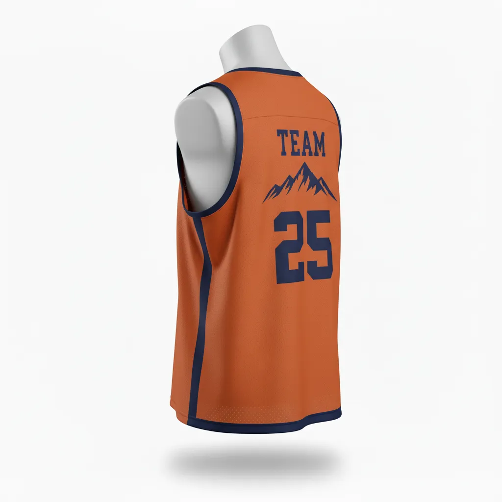 Custom Lacrosse Reversible Lacrosse Pinnie - Burnt, Orange, Navy - Upstate Mountain - Back View - Kinexa Sportswear